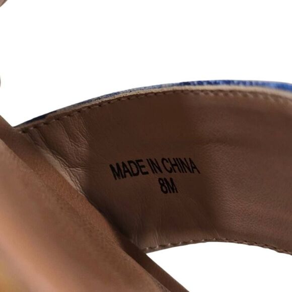 Steve Madden Ankle Strap Sandals Women's 8M Blue Canvas Studded Party/Cocktail - Picture 7 of 7